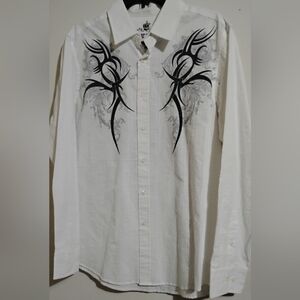 HELIX Button Shirt Mens Goth Streetwear Grunge Y2K Hip Hop Tribal